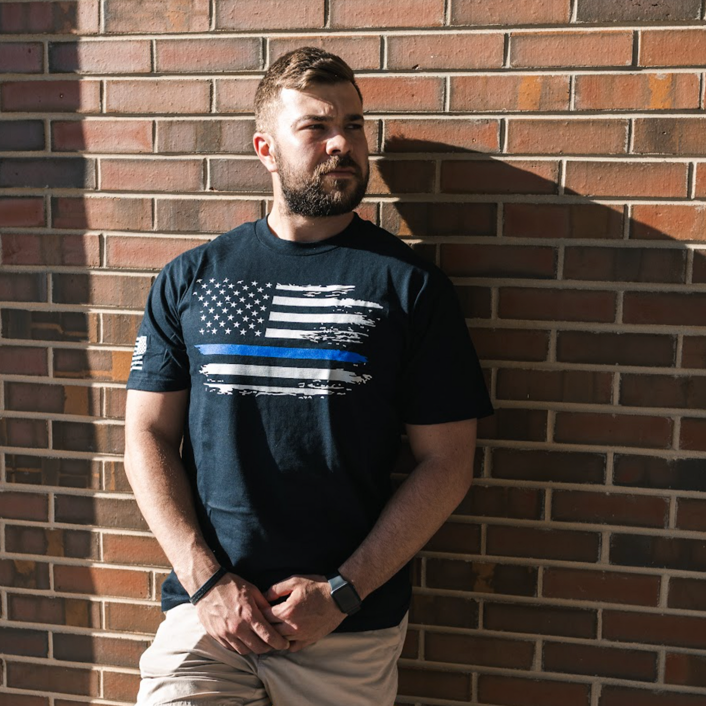 Distressed Flag - Blue Line