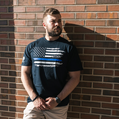 Distressed Flag - Blue Line